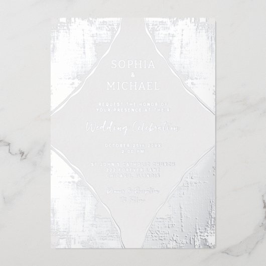 Zilveren IJs Elegante Huwelijksuitnodiging Foto Wi Folie Feestdagenkaart (Voorkant)