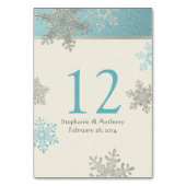 Zilveren Ijsblauw Ivoor Sneeuwvlokken Winter Bruil Kaart (Achterkant)