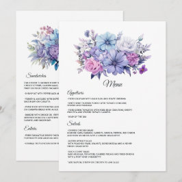 Zilveren, Ijsblauwe en Lila Bloemen Bruiloft Menu