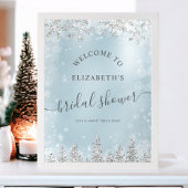 Zilveren ijsblauwe sneeuwden welkom vrijgezellenfe poster