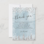 Zilveren ijsblauwe sneeuwden winter vrijgezellenfe bedankkaart (Voorkant)