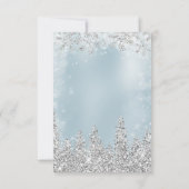 Zilveren ijsblauwe sneeuwden winter vrijgezellenfe bedankkaart (Achterkant)