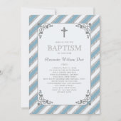 Zilveren Impressie Blauwe Religieuze Uitnodiging (Voorkant)