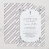 Zilveren Impressie Roze Religieuze Uitnodiging (Voorkant / Achterkant)