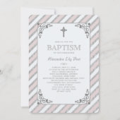 Zilveren Impressie Roze Religieuze Uitnodiging (Voorkant)