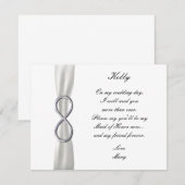 Zilveren Infinity Witte Trouw Getuige Kaart (Voorkant / Achterkant)