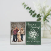 Zilveren Ingelijste Foto & Kristal Sneeuwvlok Feestdagenkaart (Staand voorkant)