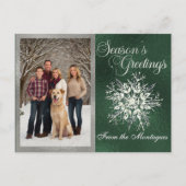 Zilveren Ingelijste Foto & Kristal Sneeuwvlok Feestdagenkaart (Voorkant)