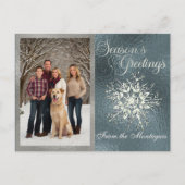 Zilveren Ingelijste Foto & Kristal Sneeuwvlok Feestdagenkaart (Voorkant)