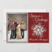 Zilveren Ingelijste Foto & Kristal Sneeuwvlok Feestdagenkaart (Voorkant)