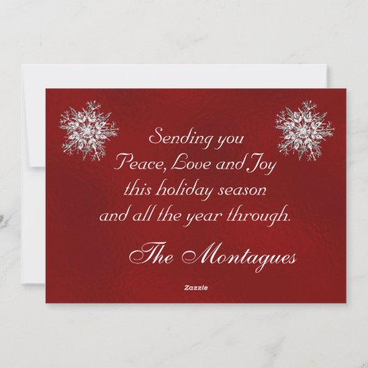 Zilveren Ingelijste Foto & Kristal Sneeuwvlok Feestdagenkaart (Achterkant)