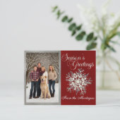 Zilveren Ingelijste Foto & Kristal Sneeuwvlok Feestdagenkaart (Staand voorkant)