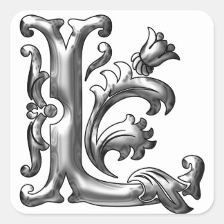 Zilveren Initiaal L Hoofdletter Monogram Sticker