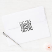 Zilveren Initiaal N Hoofdletter Monogram Sticker (Envelop)
