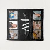 Zilveren Initialen Aangepaste Verjaardag Achtergro Wandkleed (Voorkant (horizontaal))