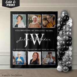 Zilveren Initialen Aangepaste Verjaardag Achtergro Wandkleed