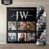 Zilveren Initialen Aangepaste Verjaardag Achtergro Wandkleed