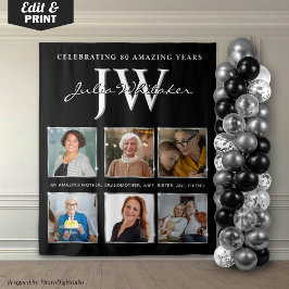 Zilveren Initialen Aangepaste Verjaardag Achtergro Wandkleed