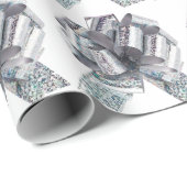 Zilveren iriserende bogen Wit inpakpapier (Rol Hoek)