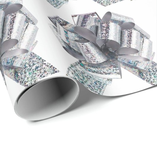 Zilveren iriserende bogen Wit inpakpapier (Rol Hoek)