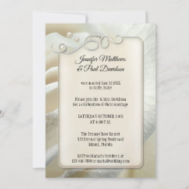 Zilveren Ivoor Roze Trouwreceptie Alleen Kaart