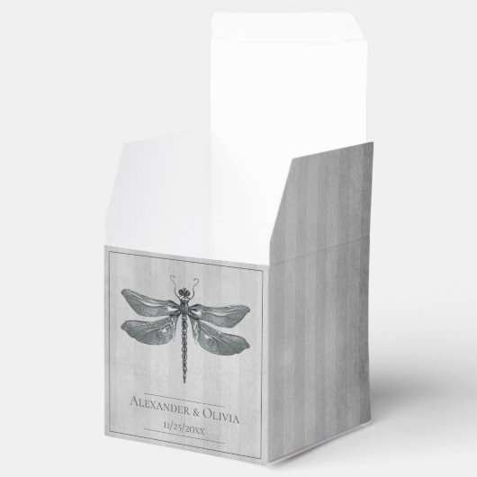 Zilveren Jeweled Dragonfly bruiloft Bedankdoosjes (Geopend)