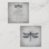 Zilveren Jeweled Dragonfly bruiloft Informatiekaartje (Voorkant / Achterkant)