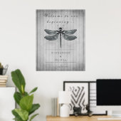Zilveren Jeweled Dragonfly bruiloft Welkom Poster (Thuiskantoor)