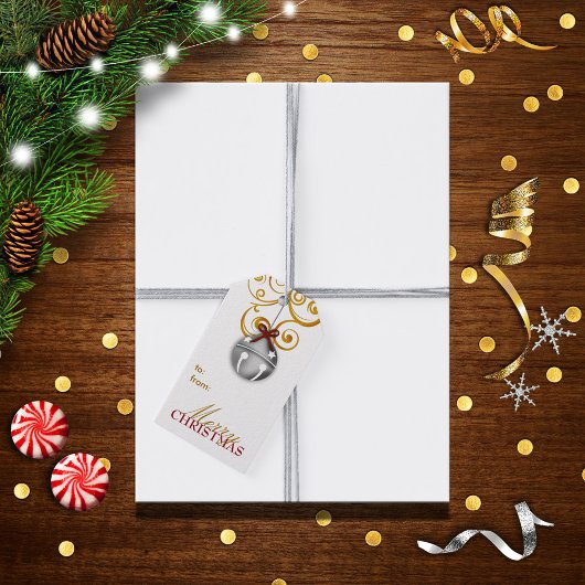 Zilveren Jingle Bell Vrolijk Kerstfeest Cadeaulabel