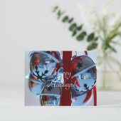 zilveren jingle bells feestdagenkaart (Staand voorkant)