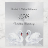 Zilveren Jubileum 25th Wedding Wijn Etiket (Enkel label)