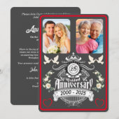 Zilveren Jubileum 2 Foto 25e Jubileum Uitnodiging (Voorkant / Achterkant)