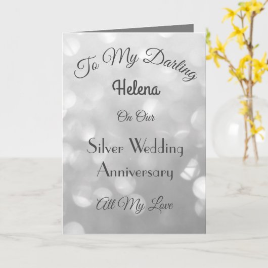 Zilveren Jubileum vrouw Wenskaart. Kaart (Gele Bloem)