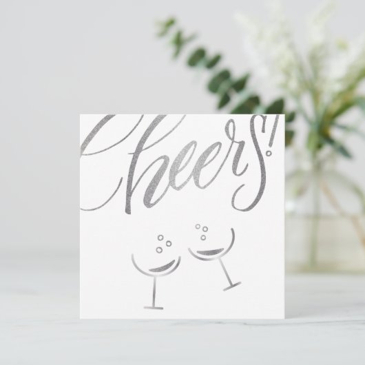 Zilveren juichbril aankondiging (Staand voorkant)