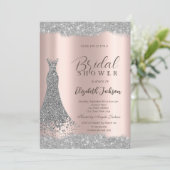 Zilveren jurk glans frame roze goud kaart (Staand voorkant)