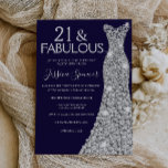 Zilveren jurk Midnight 21 & Fabulous 21st Birthday Kaart<br><div class="desc">Silver Dress Midnight 21 & Fabulous 21st Birthday Invitation Variaties op de uitnodiging en bijpassende artikelen in onze winkel</div>