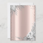 Zilveren jurk, Pampas Flowers Roos Gold Quinceañer Kaart (Achterkant)