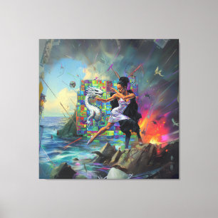 Zilveren jurk Priesteres Occult Dark Witchy AI Art Canvas Afdruk
