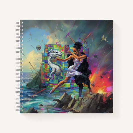 Zilveren jurk Priesteres Occult Dark Witchy AI Art Notitieboek (Voorkant)