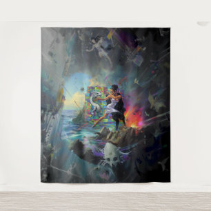 Zilveren jurk Priesteres Occult Dark Witchy AI Art Wandkleed