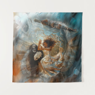 Zilveren jurk Priesteres Occult Dark Witchy AI Art Wandkleed