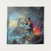 Zilveren jurk Priesteres Occult Dark Witchy AI Art Wandkleed (Voorkant)