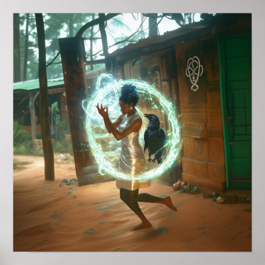 Zilveren jurk Priesteres Witchy AI Art Matte Value Poster (Voorkant)