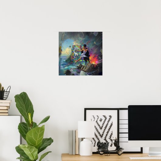 Zilveren jurk Priesteres Witchy AI Art Matte Value Poster (Thuiskantoor)