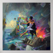 Zilveren jurk Priesteres Witchy AI Art Matte Value Poster (Voorkant)