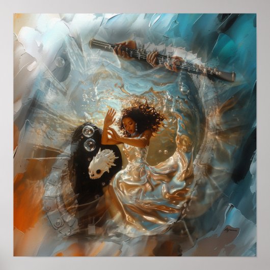 Zilveren jurk Priesteres Witchy AI Art Matte Value Poster (Voorkant)