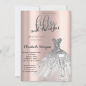 Zilveren jurk Prosecco Parels 50ste verjaardag Kaart (Voorkant)