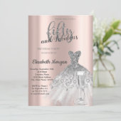 Zilveren jurk Prosecco Parels 50ste verjaardag Kaart (Staand voorkant)