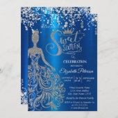 Zilveren jurk, tiara, zoet 16 kaart (Voorkant / Achterkant)