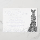 Zilveren jurk Vijftig & Fabulous 50ste verjaardag  Folie Uitnodiging (Voorkant)